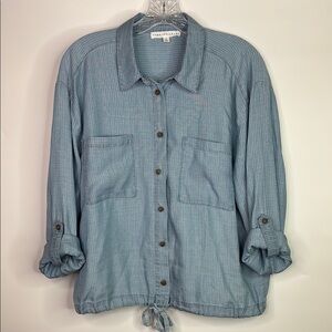 June & Delancey Blue Button Down Long Sleeve Shirt Size Medium